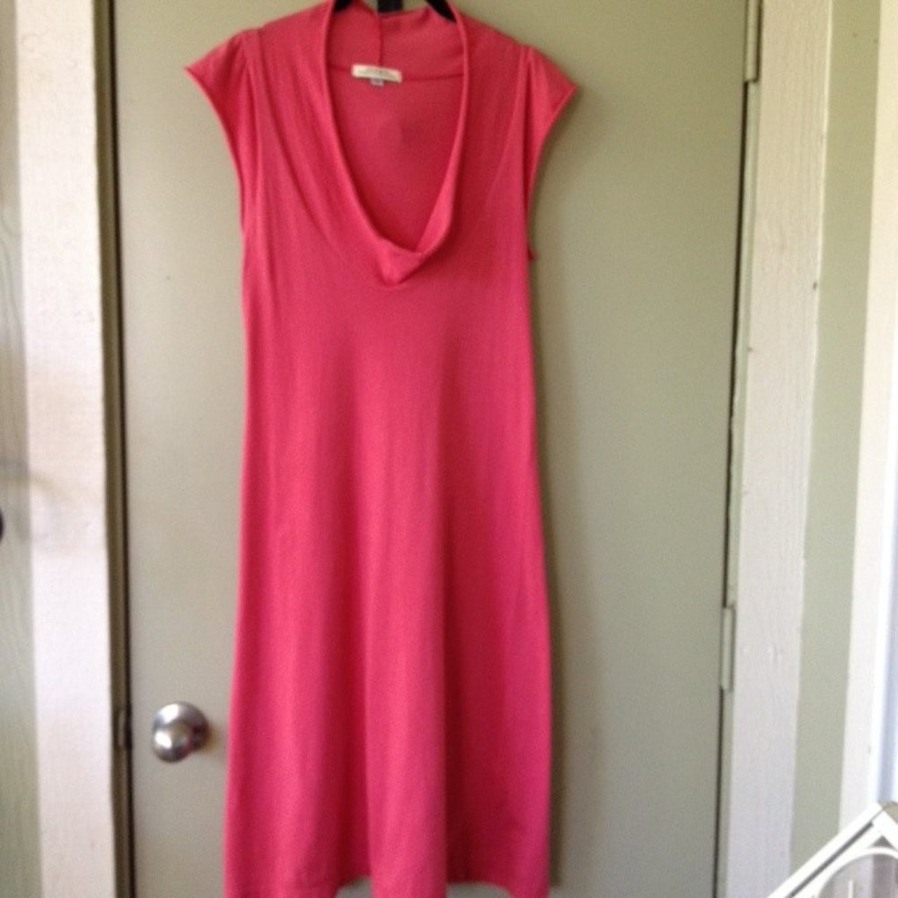 Prairie Underground Coral Dress Small cap sleeves light cotton knit scoop neck